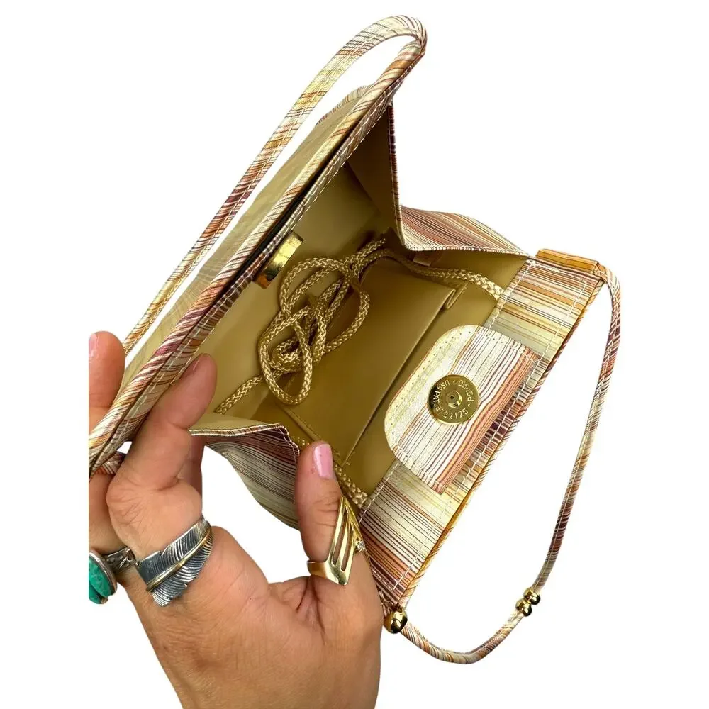 Y2K ESTEE LAUDER shimmering pink gold pinstripe satin mini box purse - Picture 4 of 4